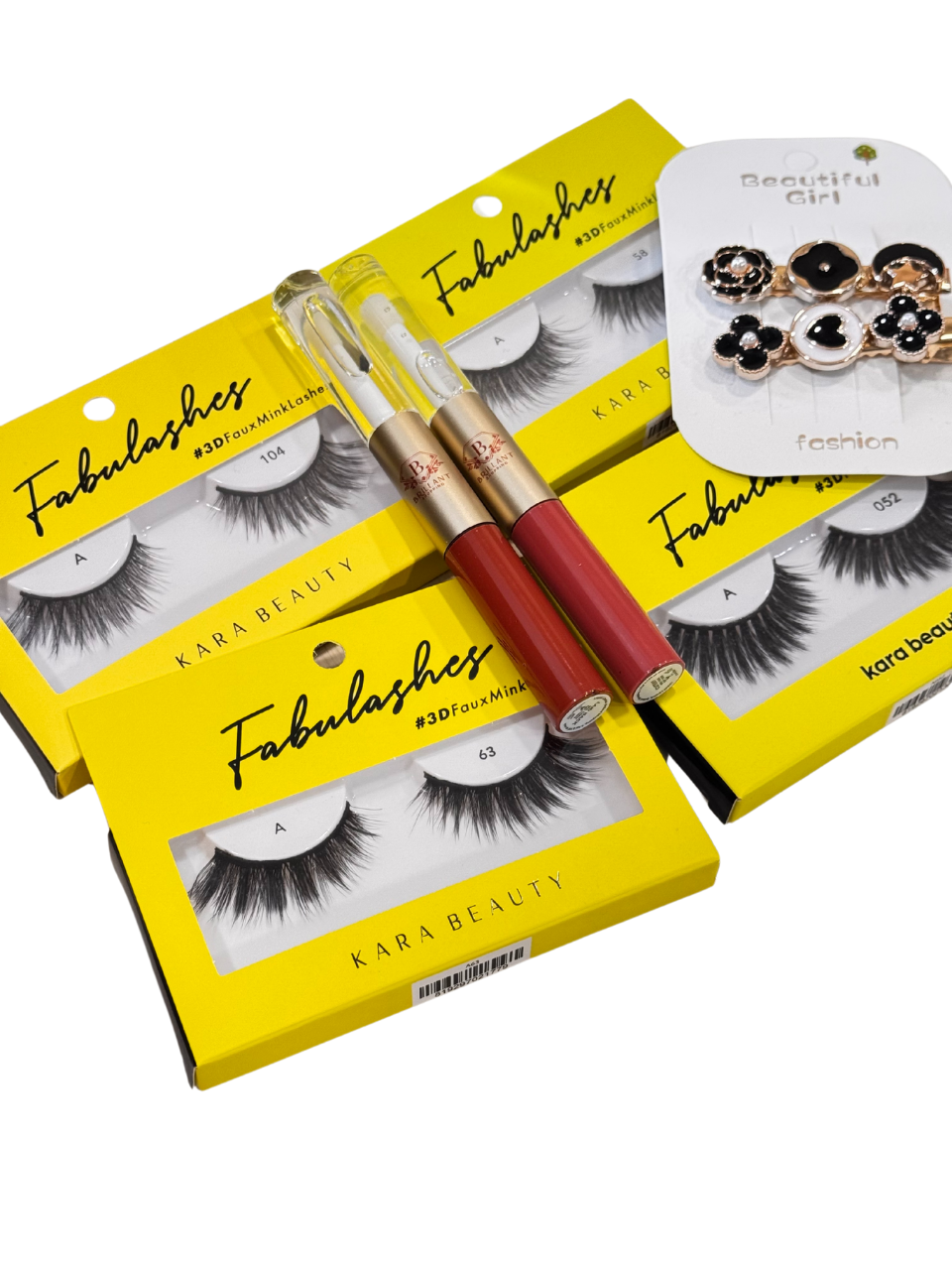 Ultimate Glam Bundle - 4 Pairs of 3D Faux Mink Lashes + Waterproof Lipsticks + FREE Hair Clip!