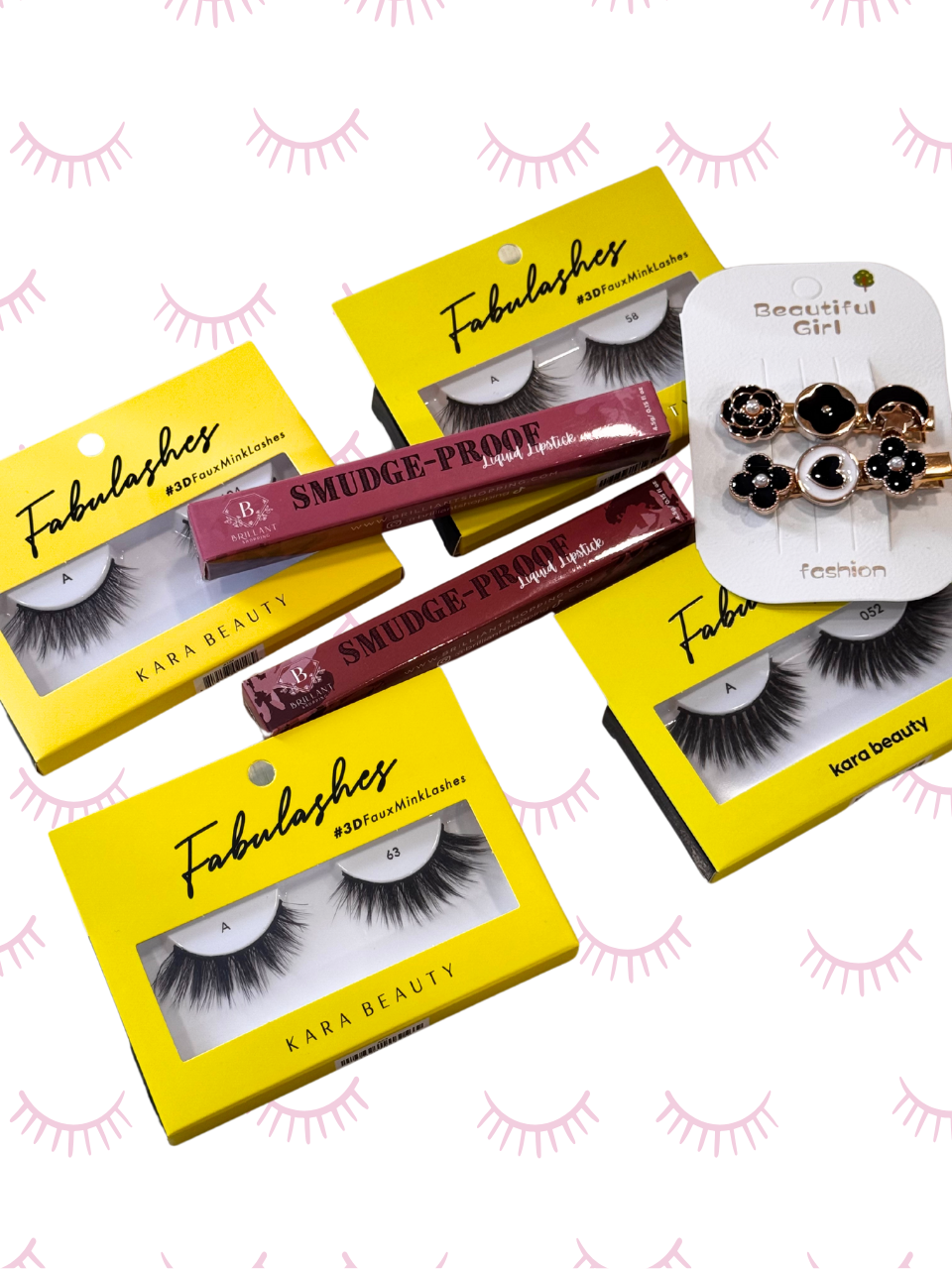 Ultimate Glam Bundle - 4 Pairs of 3D Faux Mink Lashes + Waterproof Lipsticks + FREE Hair Clip!