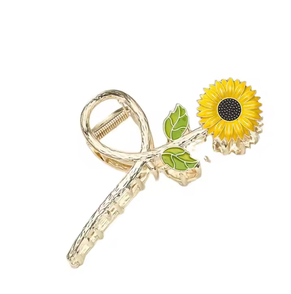 Flower Hair Claw - 2pk Sunflower & White Daisy Hair Claws, High Quality, Strong Grip, Stylish for Thin & Thick Hair, Versatile Accessory